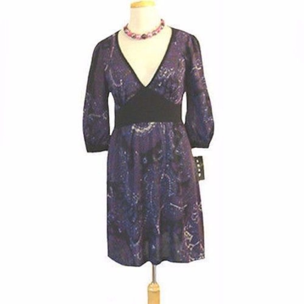 Dress V Neckline Paisley Floral Print